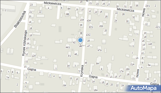 Wasilków, Kryńska, 44, mapa Wasilków