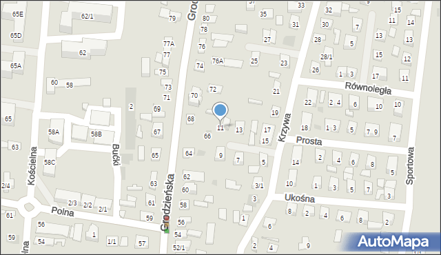 Wasilków, Krzywa, 11, mapa Wasilków