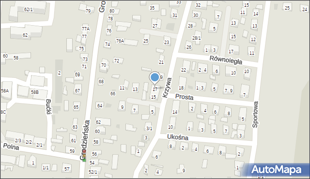 Wasilków, Krzywa, 17, mapa Wasilków