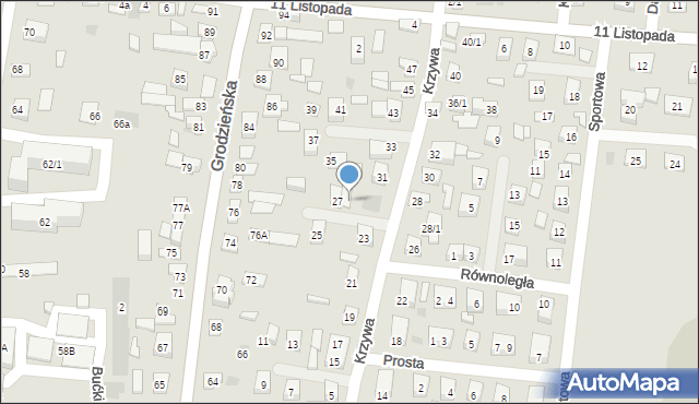 Wasilków, Krzywa, 29, mapa Wasilków