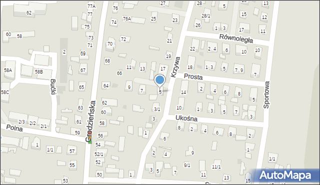 Wasilków, Krzywa, 5, mapa Wasilków