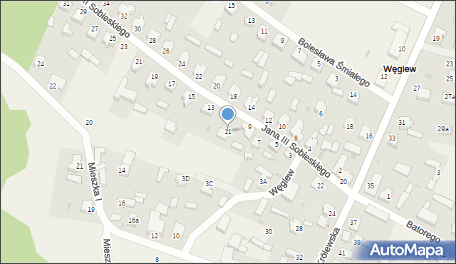 Węglew, Króla Jana III Sobieskiego, 11, mapa Węglew