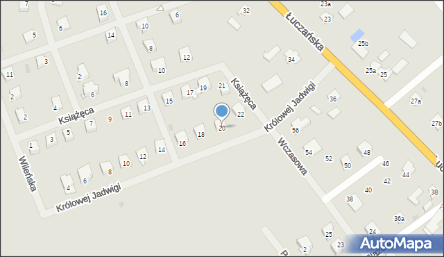 Węgorzewo, Królowej Jadwigi, 20, mapa Węgorzewo