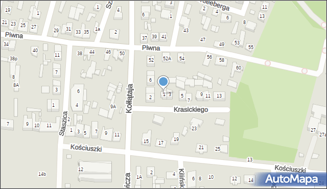 Węgrów, Krasickiego Ignacego, bp., 1, mapa Węgrów