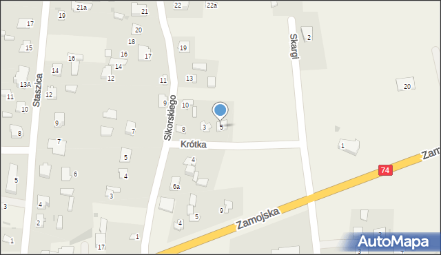 Werbkowice, Krótka, 5, mapa Werbkowice