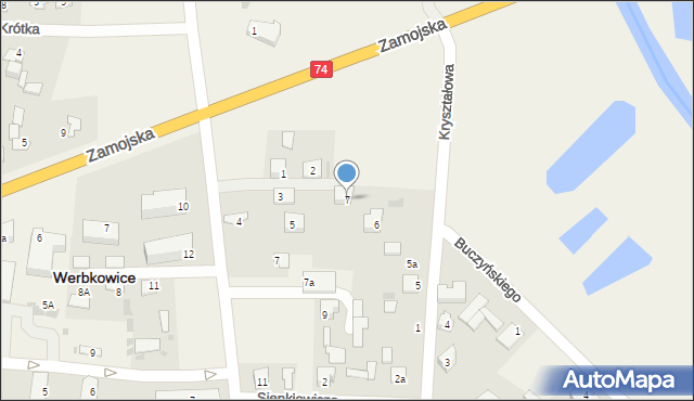 Werbkowice, Kryształowa, 7, mapa Werbkowice