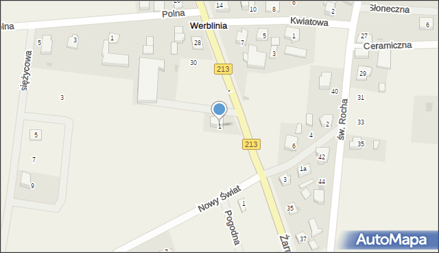 Werblinia, Krótka, 1, mapa Werblinia