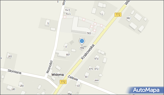 Widoma, Krakowska, 559, mapa Widoma