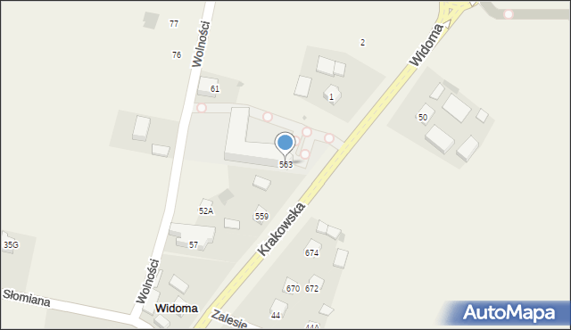 Widoma, Krakowska, 563, mapa Widoma
