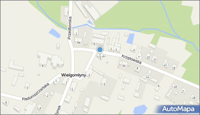 Wielgomłyny, Krzętowska, 1, mapa Wielgomłyny