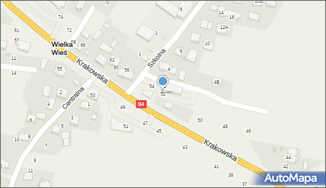Wielka Wieś, Krakowska, 52, mapa Wielka Wieś