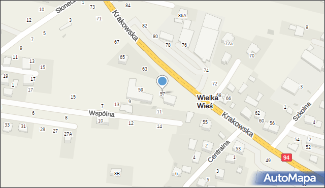 Wielka Wieś, Krakowska, 57, mapa Wielka Wieś