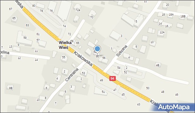 Wielka Wieś, Krakowska, 60, mapa Wielka Wieś