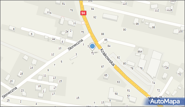 Wielka Wieś, Krakowska, 71, mapa Wielka Wieś