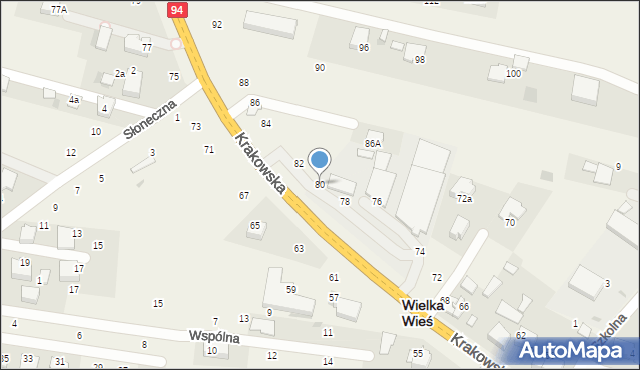 Wielka Wieś, Krakowska, 80, mapa Wielka Wieś
