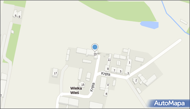 Wielka Wieś, Kręta, 13, mapa Wielka Wieś