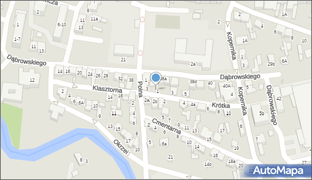 Wieruszów, Krótka, 1a, mapa Wieruszów