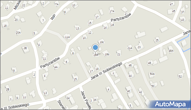 Wilamowice, Króla Jana III Sobieskiego, 19A, mapa Wilamowice