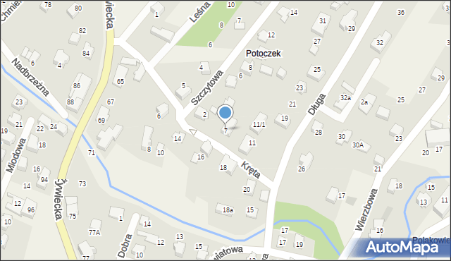 Wilkowice, Kręta, 7, mapa Wilkowice