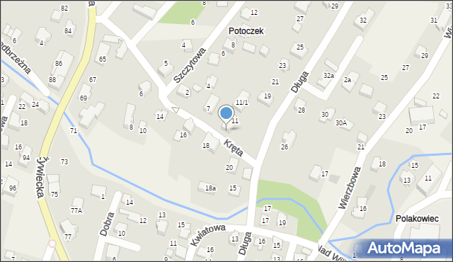 Wilkowice, Kręta, 9, mapa Wilkowice