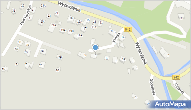 Wisła, Krótka, 3, mapa Wisła
