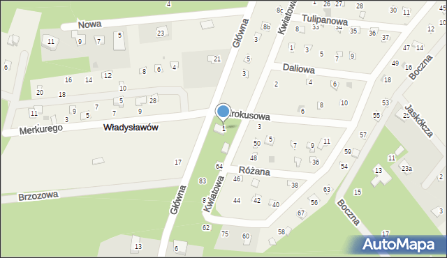 Władysławów, Krokusowa, 1, mapa Władysławów