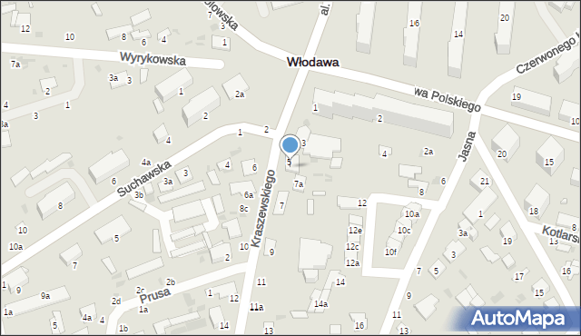 Włodawa, Kraszewskiego, 5a, mapa Włodawa