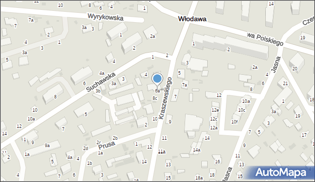 Włodawa, Kraszewskiego, 6a, mapa Włodawa