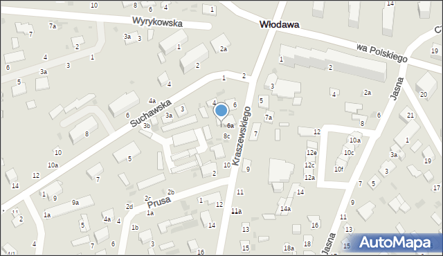 Włodawa, Kraszewskiego, 6b, mapa Włodawa