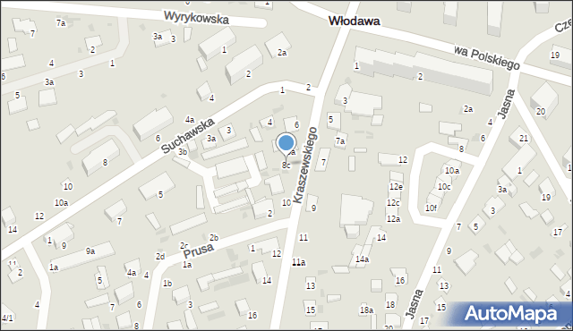 Włodawa, Kraszewskiego, 8c, mapa Włodawa