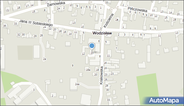 Wodzisław, Krakowska, 13, mapa Wodzisław