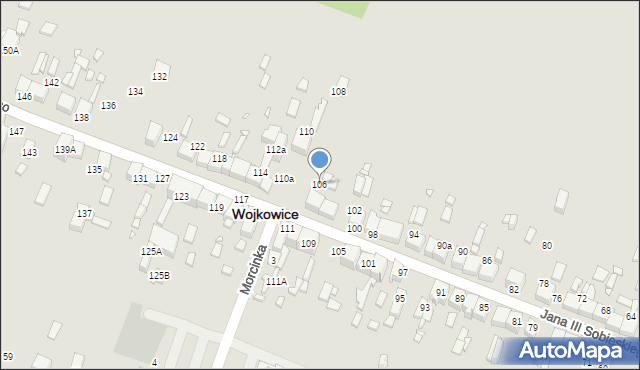 Wojkowice, Króla Jana III Sobieskiego, 106, mapa Wojkowice