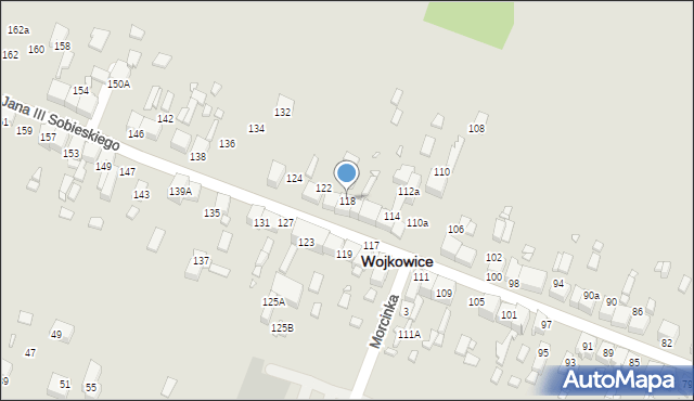 Wojkowice, Króla Jana III Sobieskiego, 118, mapa Wojkowice