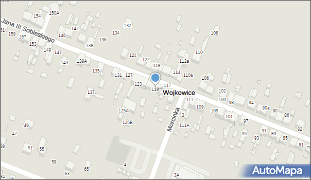 Wojkowice, Króla Jana III Sobieskiego, 119, mapa Wojkowice