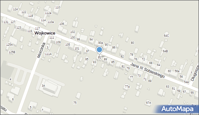 Wojkowice, Króla Jana III Sobieskiego, 91, mapa Wojkowice
