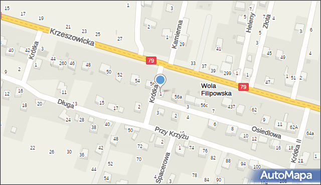 Wola Filipowska, Krótka I, 261, mapa Wola Filipowska