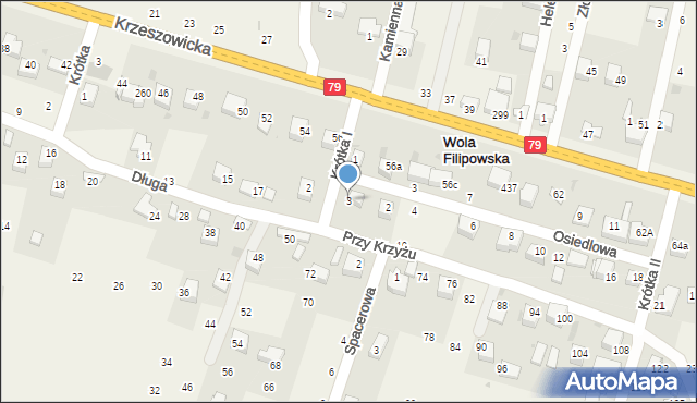Wola Filipowska, Krótka I, 3, mapa Wola Filipowska