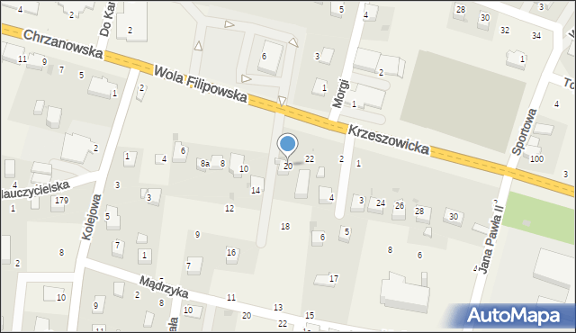 Wola Filipowska, Krzeszowicka, 20, mapa Wola Filipowska