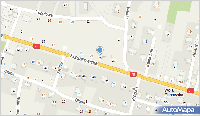 Wola Filipowska, Krzeszowicka, 25, mapa Wola Filipowska