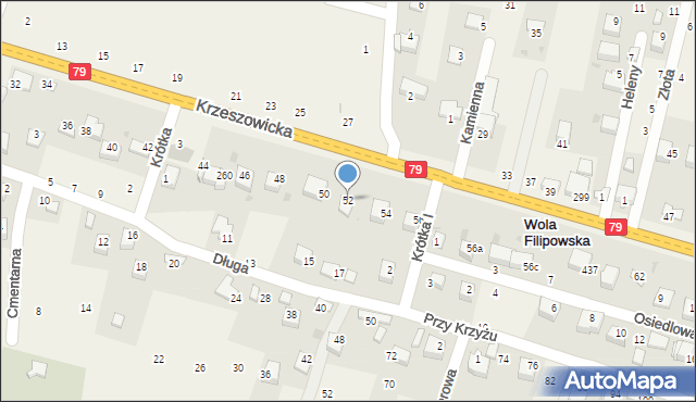 Wola Filipowska, Krzeszowicka, 52, mapa Wola Filipowska