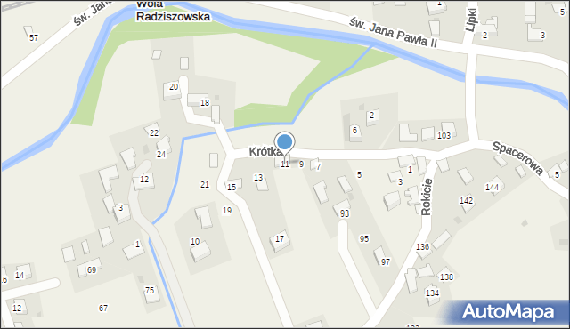 Wola Radziszowska, Krótka, 11, mapa Wola Radziszowska