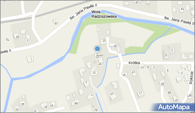 Wola Radziszowska, Krótka, 22, mapa Wola Radziszowska