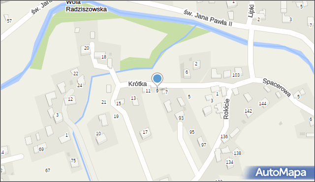 Wola Radziszowska, Krótka, 9, mapa Wola Radziszowska