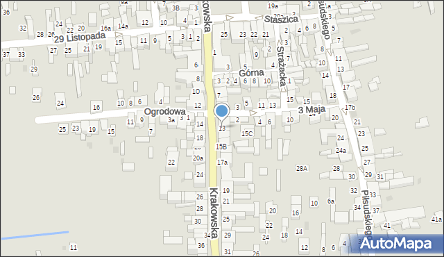 Wolbrom, Krakowska, 13, mapa Wolbrom