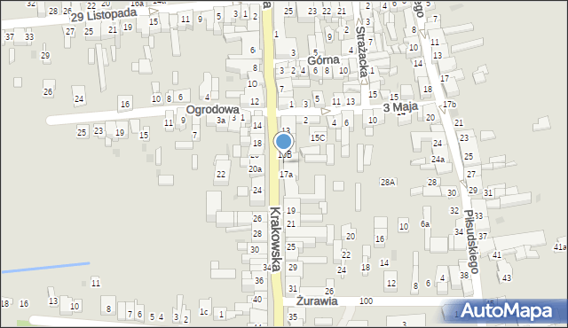 Wolbrom, Krakowska, 17b, mapa Wolbrom