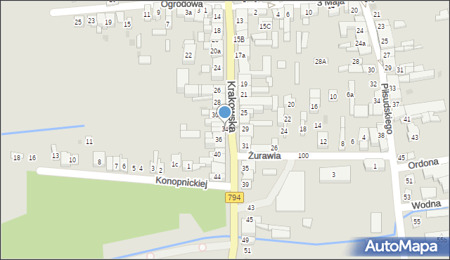 Wolbrom, Krakowska, 34, mapa Wolbrom