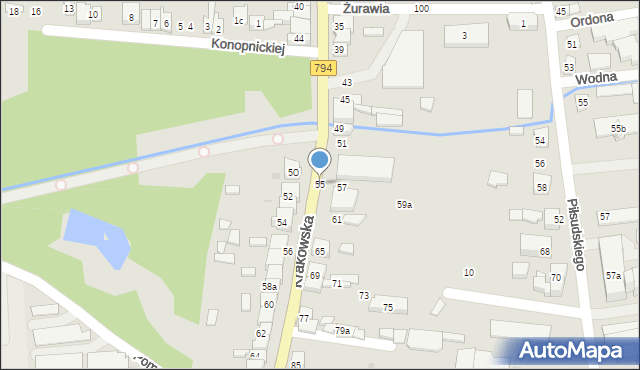 Wolbrom, Krakowska, 55, mapa Wolbrom