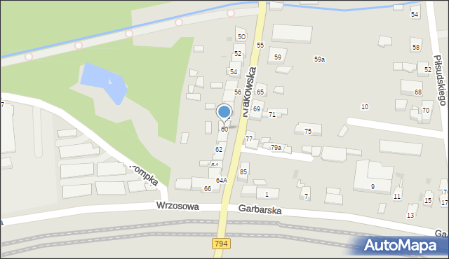 Wolbrom, Krakowska, 60, mapa Wolbrom