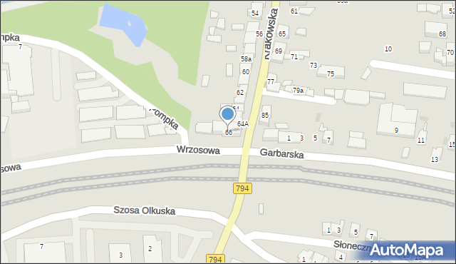 Wolbrom, Krakowska, 66, mapa Wolbrom