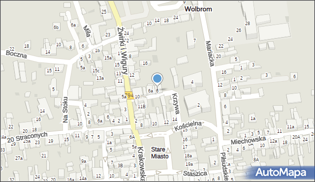Wolbrom, Krzywa, 6, mapa Wolbrom